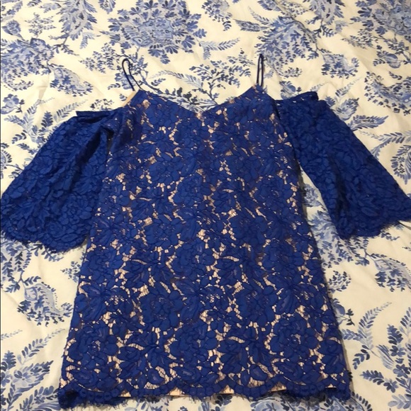 Blue off the shoulder dress. - Picture 2 of 6